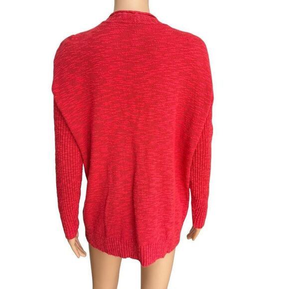 J. Jill cotton blend Cardigan Sweater Red V Neck Button Up Knit Pockets size MP - Picture 3 of 7